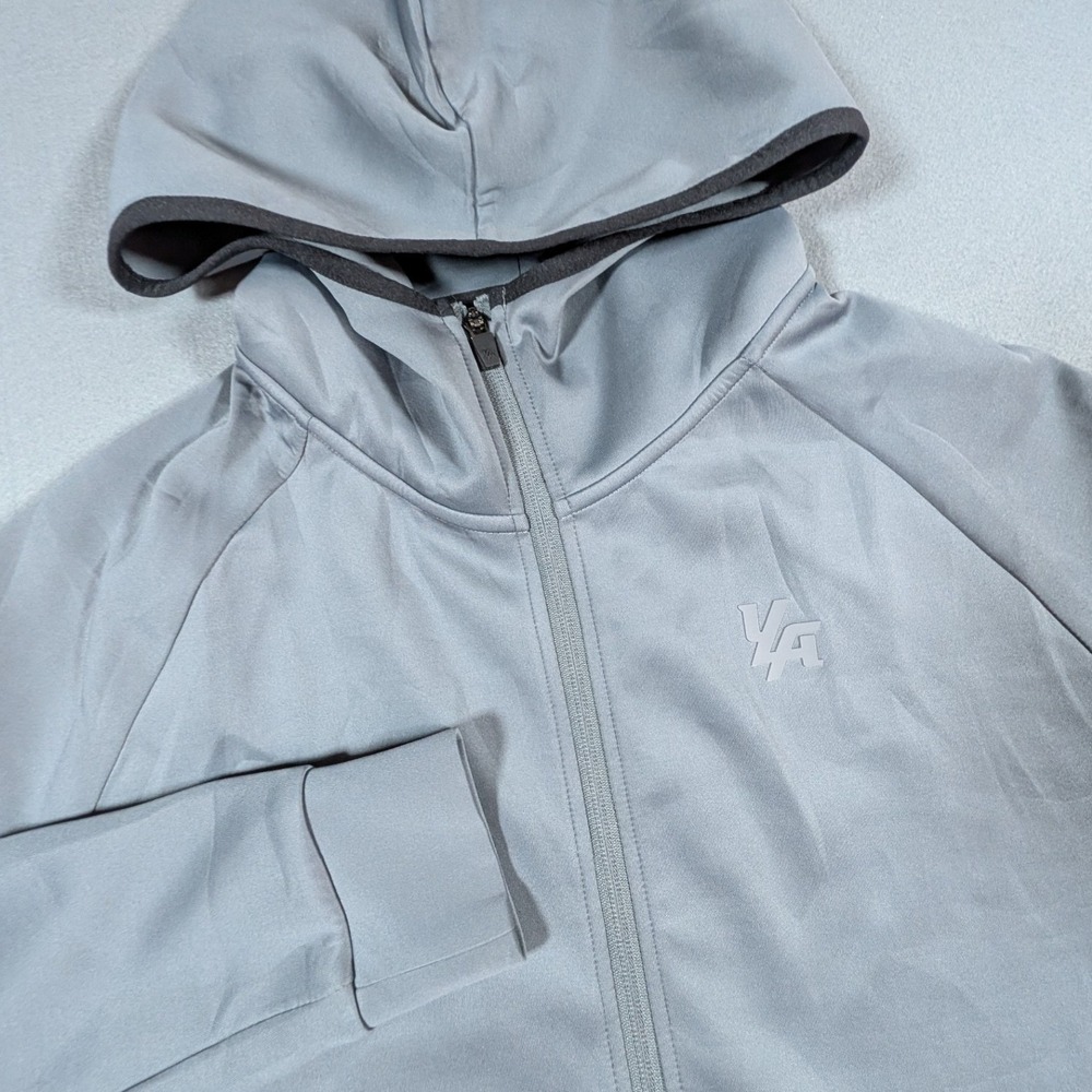 YoungLA Full Zip Hoodie Mens Size Large Performance Athletic Curved Hem Jacket